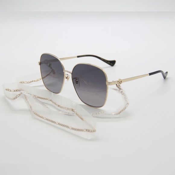 NEW GUCCI GG1089SA 001 + CHAIN WOMEN’S SUNGLASSES GUCCI GG1089SA 001 - Picture 1 of 12